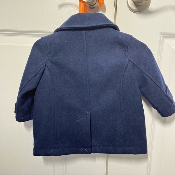 Janie and Jack girls wool blend navy double breasted pea coat size 6-12 … - Picture 3 of 7
